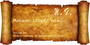 Mateas Ifigénia névjegykártya